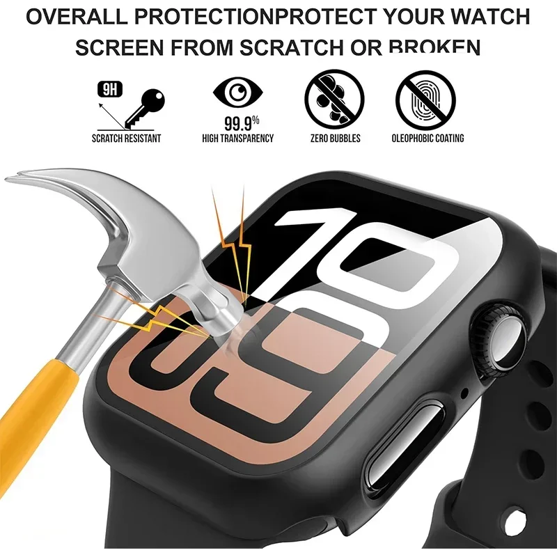 Enhanced Tempered Glass Apple Watch Screen Protector Case - Matte Hard PC Bumper Cover