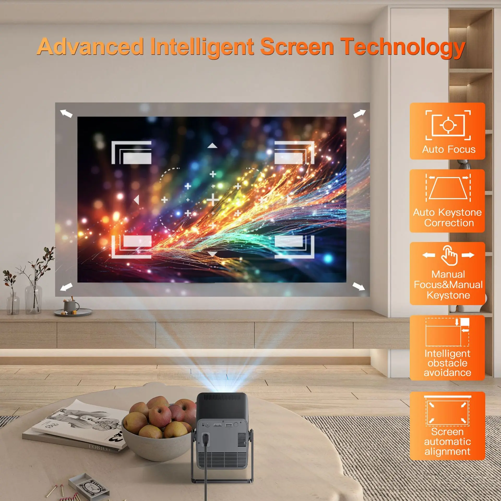 시유 HM103A 안드로이드 13 2G 램 LED 휴대용 1080P 4K 지원 3000 ANSI 루멘 듀얼 주파수 음성 프로젝터