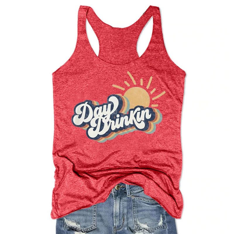 

Day Drinking Tops for Women Funny Summer Tank Top for Her Alcohol Gift for Women Drinking Gift Party Clothes for Her