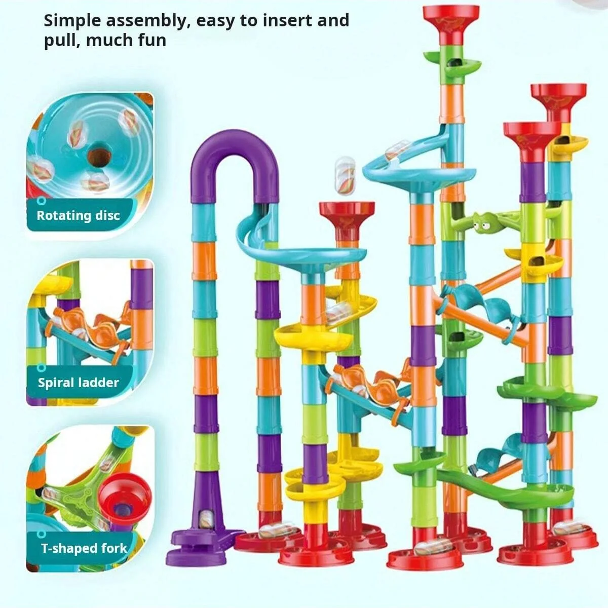 45/76/93/113 PCS Building Blocks Set Educational Construction Toy with Spiral Slide & Tracks, Creative Learning Games for Kids