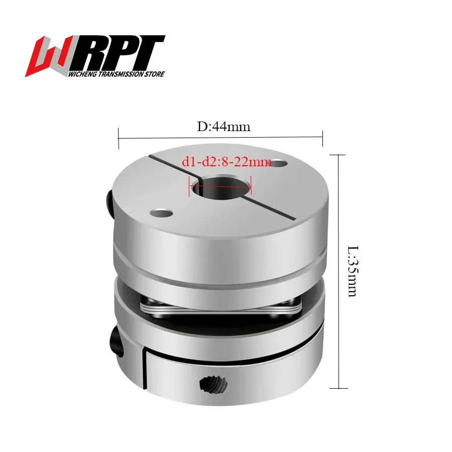 

Aluminum Alloy Coupling Single Diaphragm Elastic High Torque Coupling Encoder Motor Connection Can Be Keyed DWQ-44x35