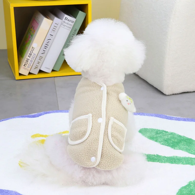 Winter New Cartoon Pet Jacket Cute Puppy Cardigan Comfortable and Warm Teddy Vest Fashion Dog Clothes XS-XL