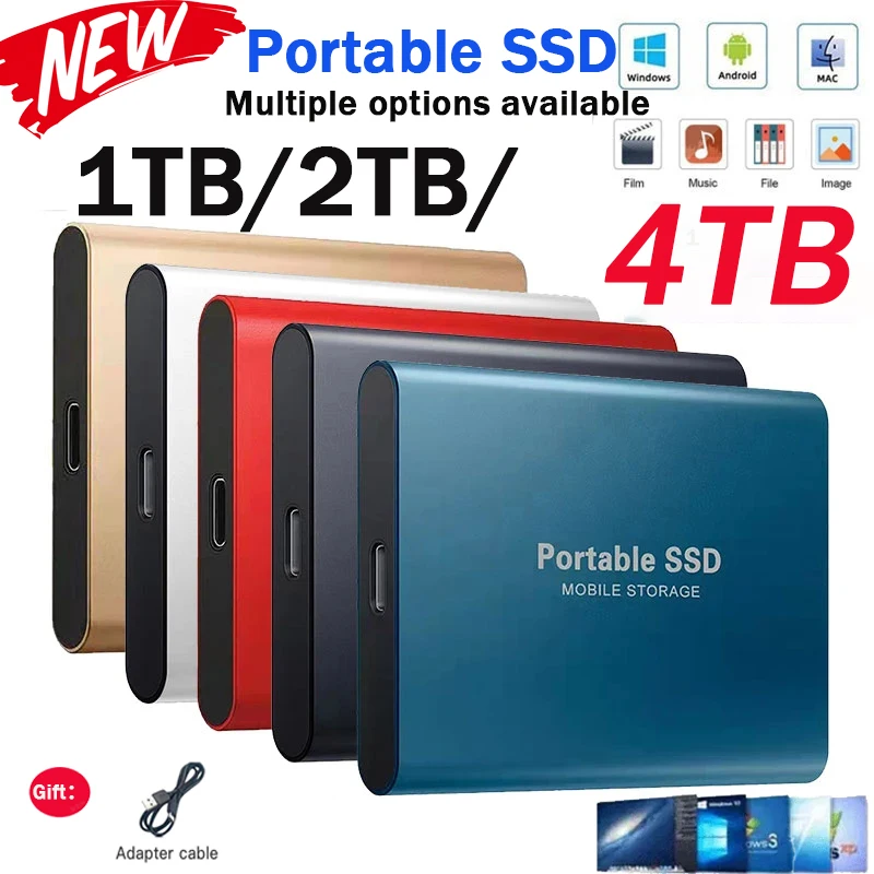 เคสโลหะ HDD 16TB ฮาร์ดไดรฟ์ภายนอกประเภท-C USB3.2 ฮาร์ดดิสก์โซลิดสเตต 2TB 4TB อุปกรณ์จัดเก็บข้อมูลแบบพกพาสำหรับ PC MAC แล็ปท็อป 1