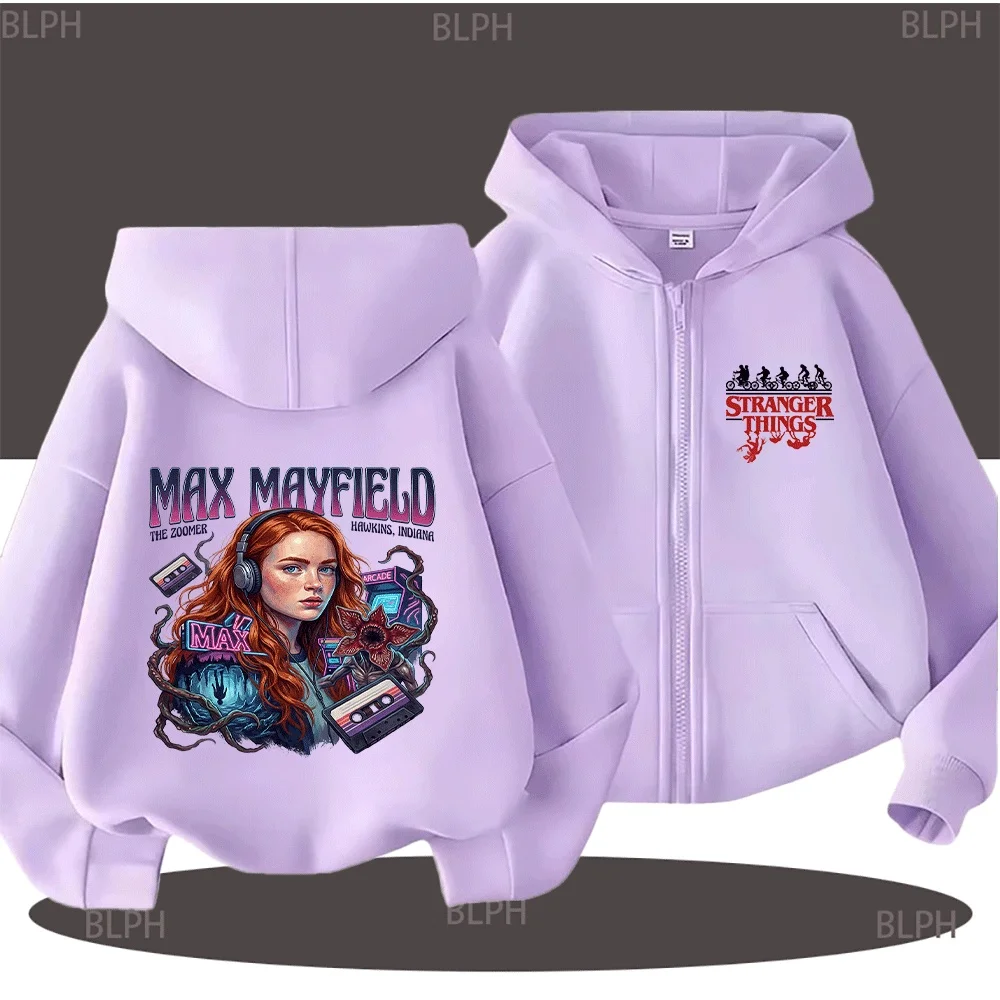 여성 및 아동용 스트레인지 맥스 메이필드 아케이드, 데모고르곤, 카세트 테이프 디자인의 지퍼업 후디