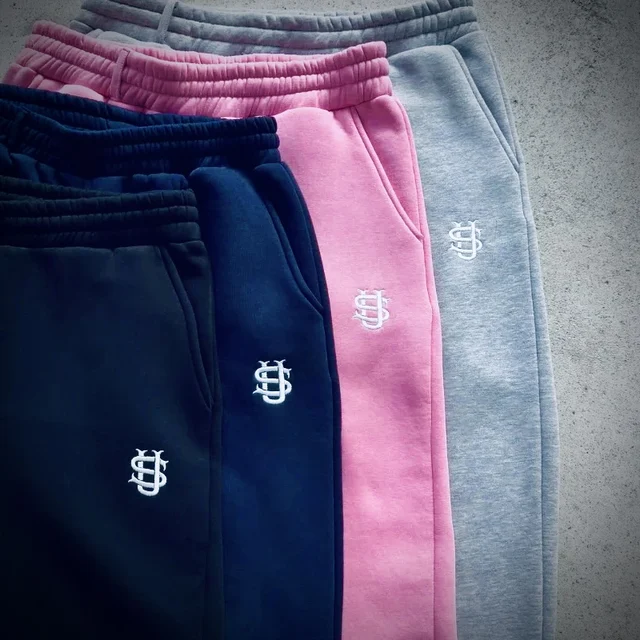 Harajuku Simple loose letter embroidered straight pants y2k men clothing sports pants style couple trendy casual wide leg pants