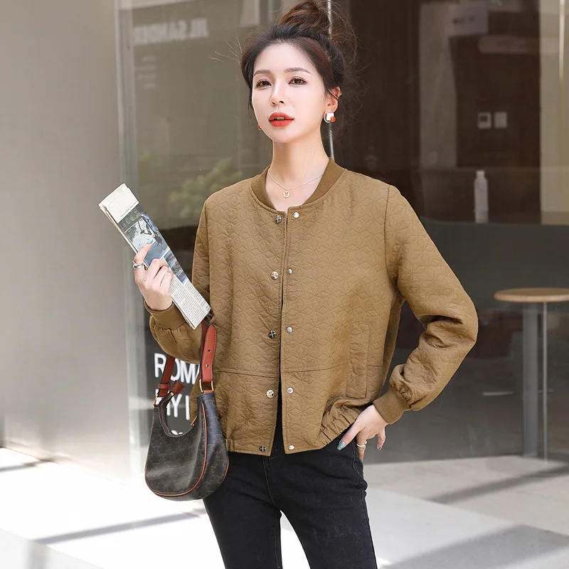

New Korean Version Coat Loose And Thin Short Coat Collarless Long-Sleeved Baseball Jacket Women's Spring Top