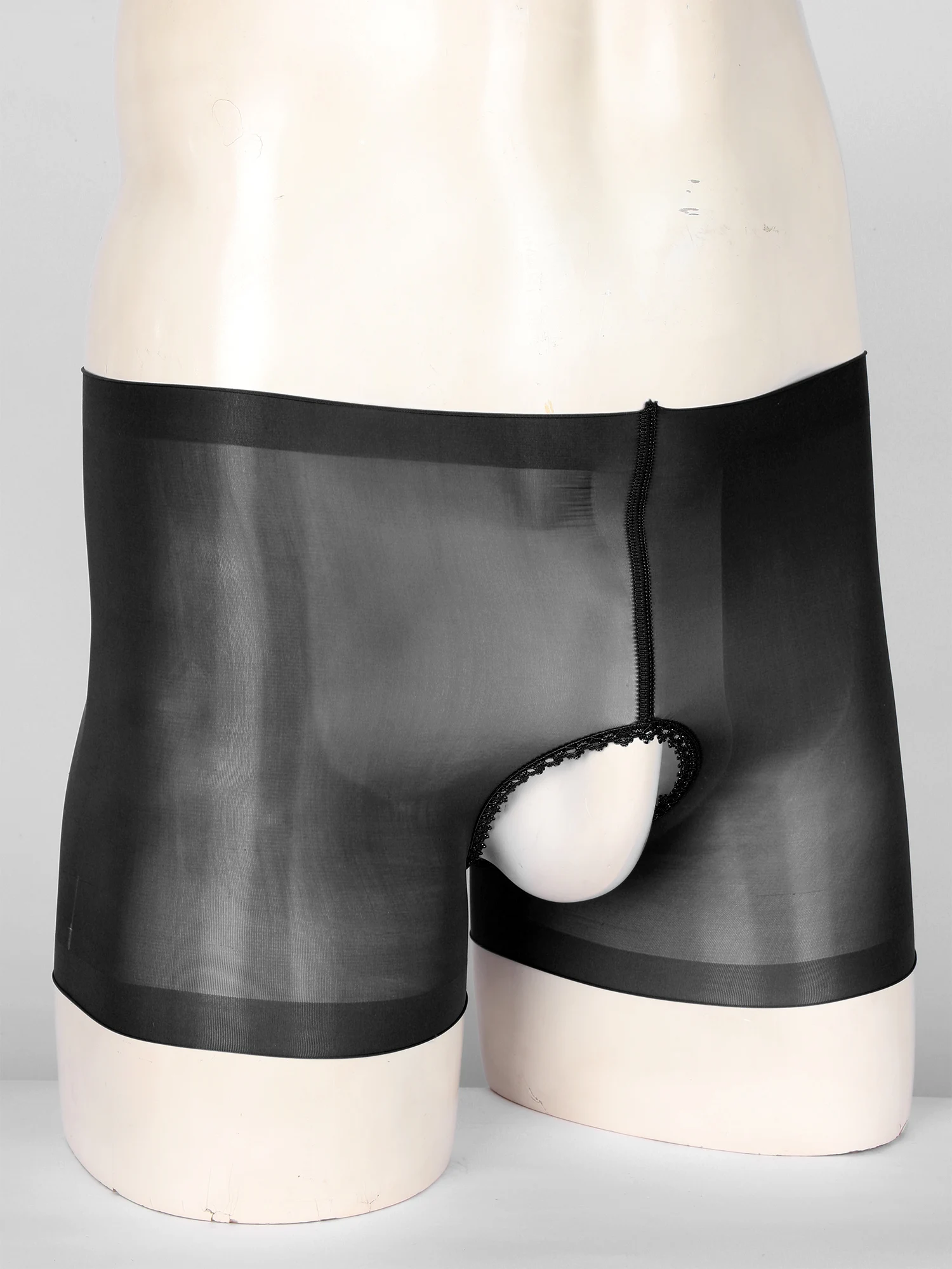 Adult Boxer Briefs Hot Pants Womens Man Crotchless Sheer Mesh Panties See-through Underpants Lingerie Stretchy Shorts Underwear