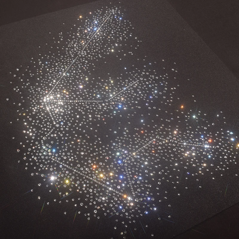 반짝이는 화이트 스타더스트 라인스톤 핫픽스 전사지 24.9x33.9cm 로맨틱 홈 데코 탑스 가방 반짝이는 공예 재료