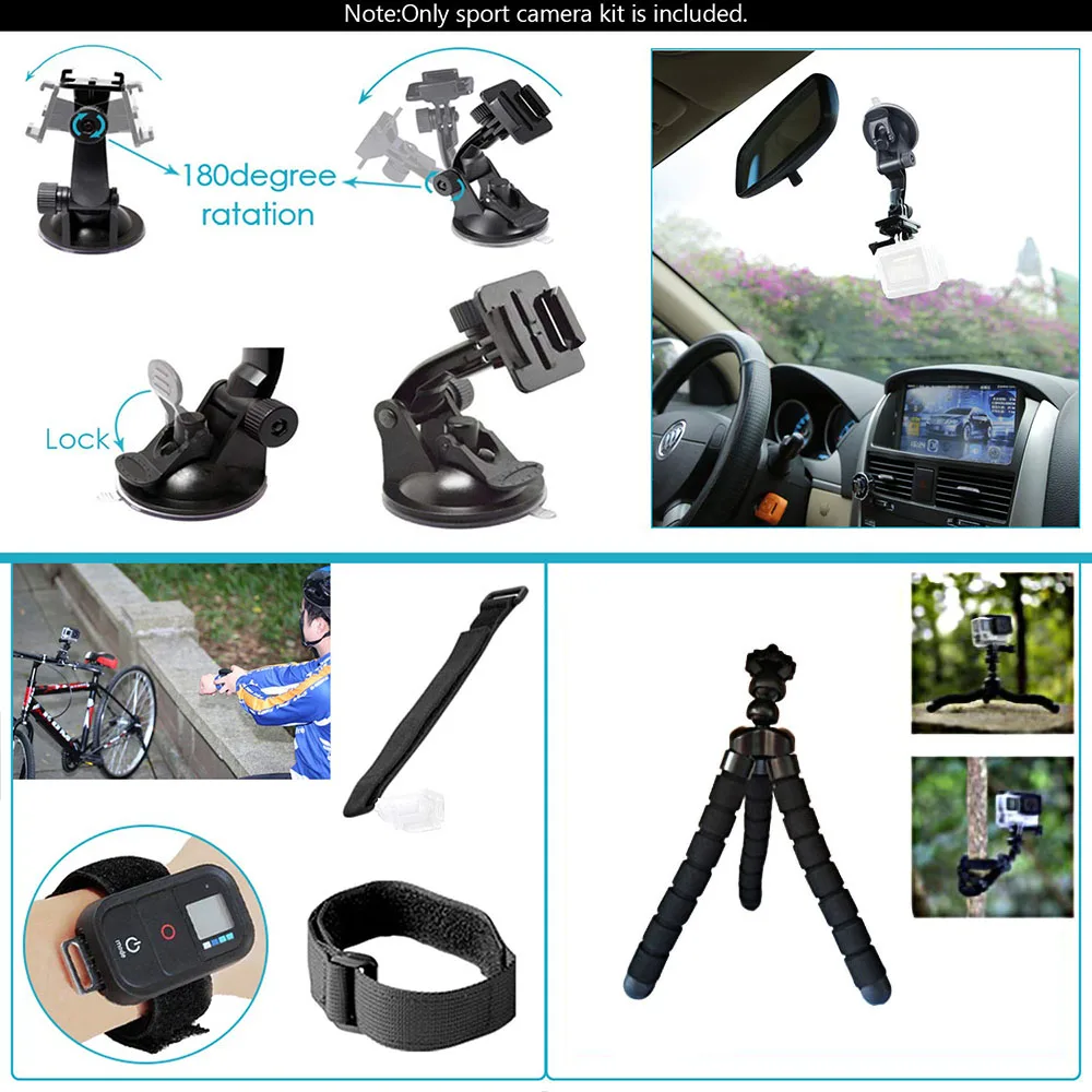 Action Camera Accessories Kit for GoPro Hero 13 12 11 10 9 8 7 6 5 4 Session 3 Black Max Insta360 Yi 4K DJI AKASO Campark SJCAM 3