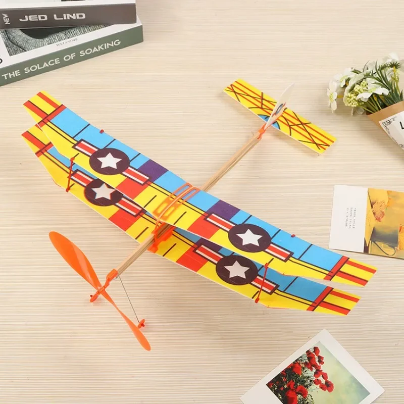 1PC Foam Glider Plane Airplane Toy Rubber Band Powered Plane Model Aircraft for Kids Outdoor Sport Children Educational Toy Gift 2