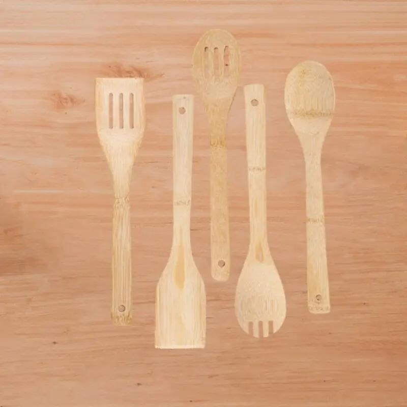 5pcs Set Bamboo Shovel Spoon Kitchen Utensils Kitchen Utensils