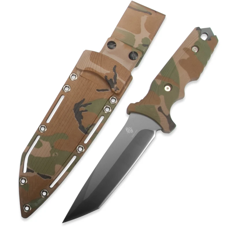 womsiパートナー固定刃ナイフ、kydexシース付きステンレス鋼ナイフ、屋外キャンプ、狩猟、戦術など。