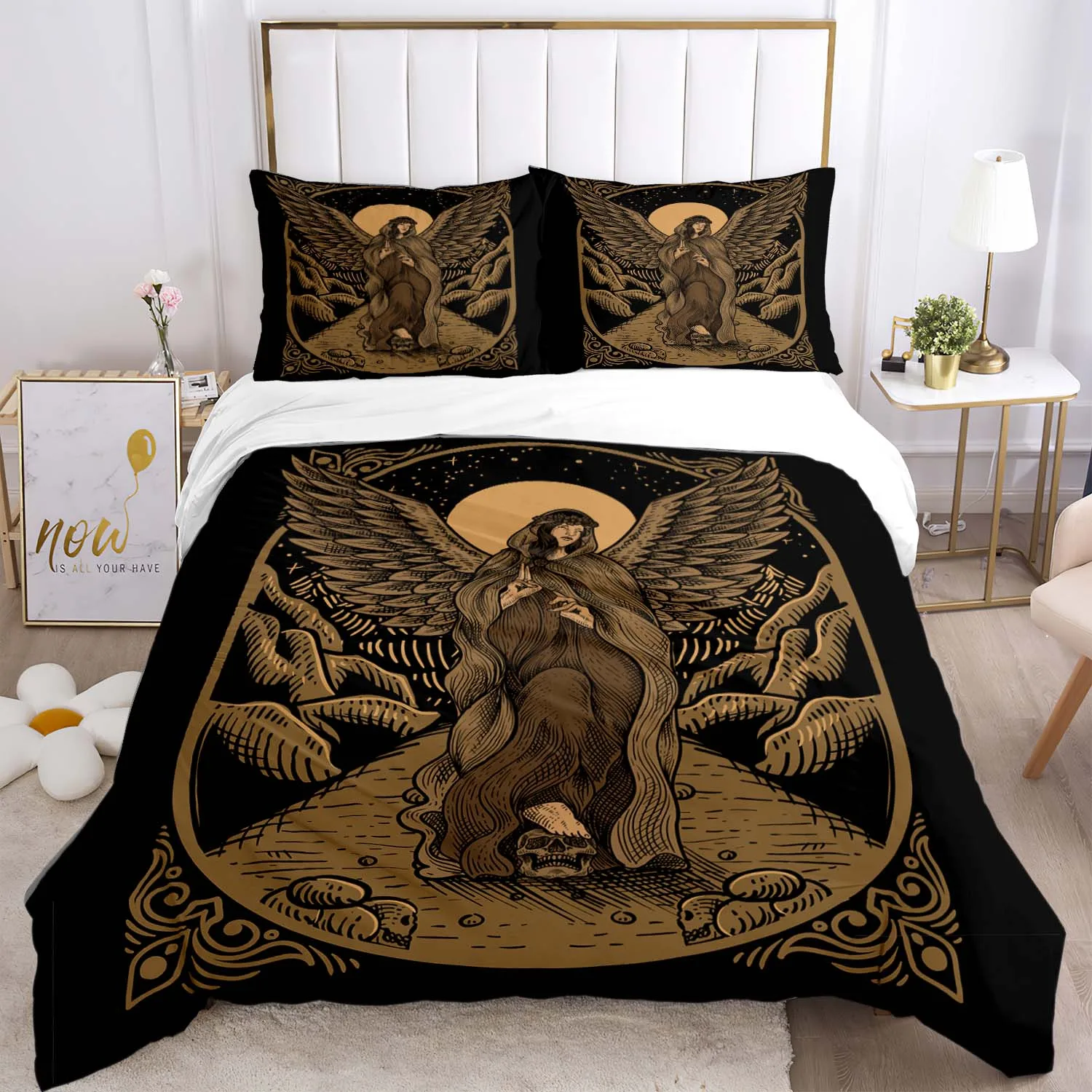 

Medieval Dark Retro Digital Print Polyester Bedding Sets Child Covers Boys Bed Linen Set for Teens, Duvetcover&2pcs Pillowcase