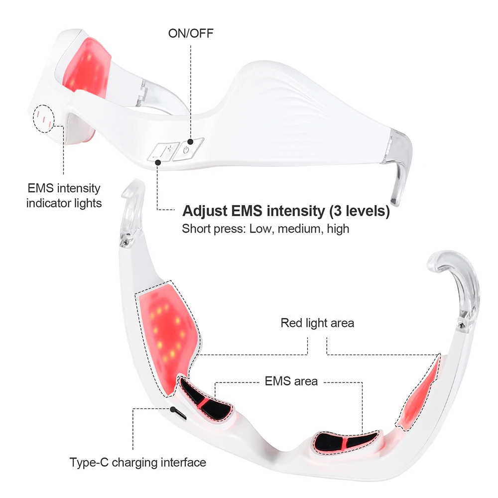 Visual 3D Eye Massager 20LEDs Red Light Therapy Relief Eye Fatigue 3 Gear EMS Massage Remove Dark Circles Eye Care Beauty Tool