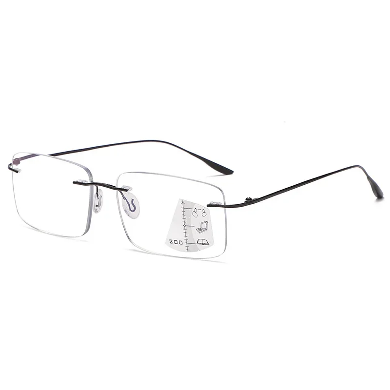 Hot Anti-blue Progressive Multifocal Reading Glasses With Case Frameless Elderly Eyewear Men Protable Presbyopic Glasses Women 5