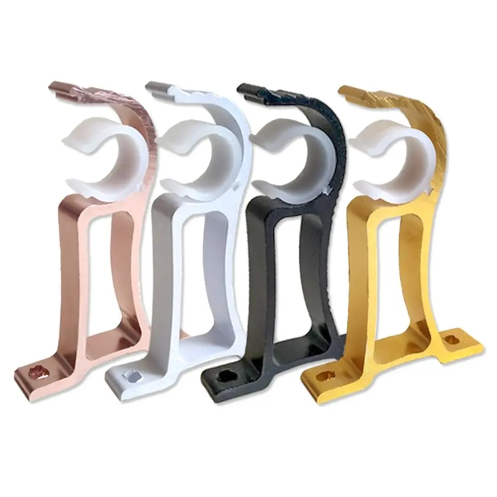 Single Hang Curtain Rod Bracket Durable Thicken Fixing Clip Hanger Hook Furniture Hardware Aluminum Alloy Rod Support Clamp