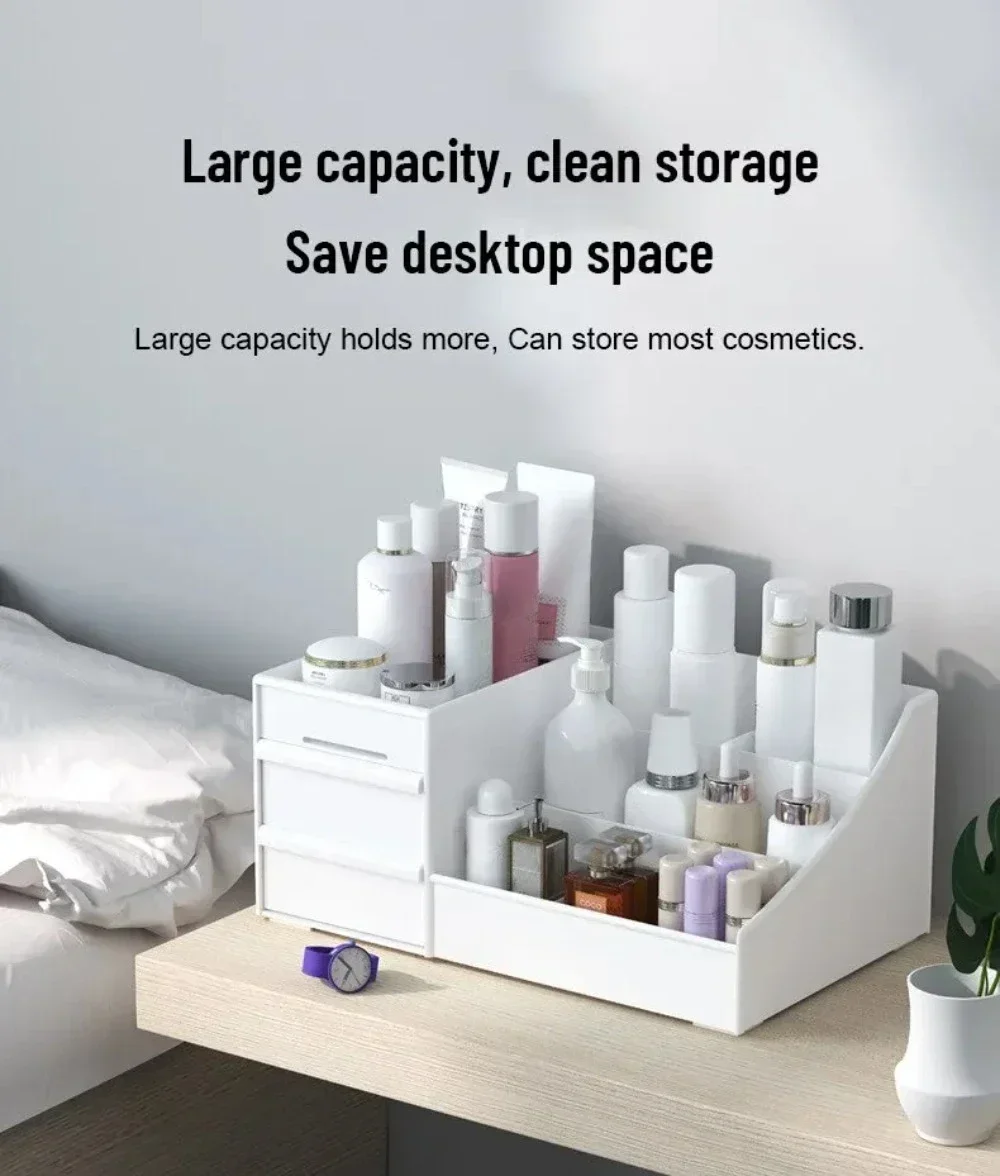 Description Picture 6 of itemDrawer Makeup Storage Box Dormitory Finishing Plastic Shelf Cosmetics Skin Care Dressing Table Desktop Lipstick Organizer