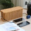 Hand-Woven Charging Station Storage Box Cable Management Basket for USB Cables Data Cables Organizer 3