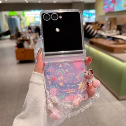 Vibrant Graffiti Star and Strawberry Foldable Phone Case with Rope Strap and Laser Paper Cover - Galaxy Z Flip6 (With strap - TuYa Xin)