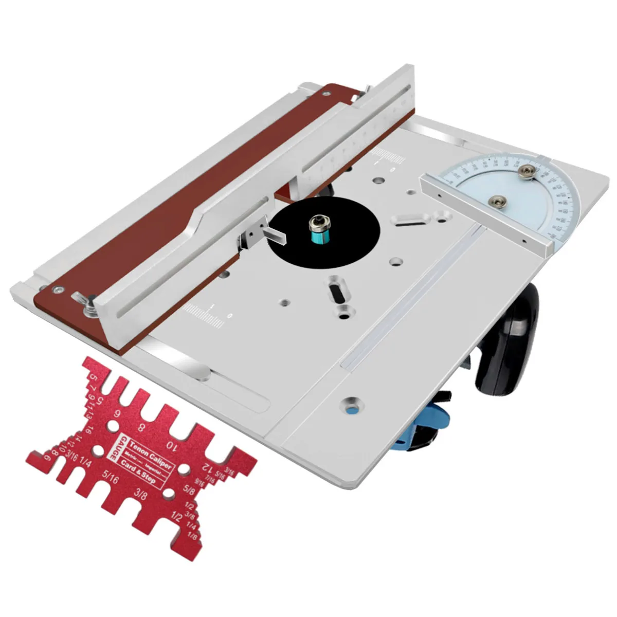 Router Lift Aluminium Router Table Insert Plate with Tenoning Fence Electric Wood Milling Flip Board with Miter Gauge Guide Kit wood router machine