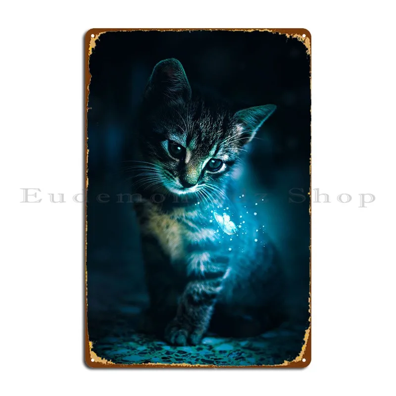 

Cat Butterfly Metal Plaque Wall Mural Garage Wall Decor Garage Tin Sign Poster
