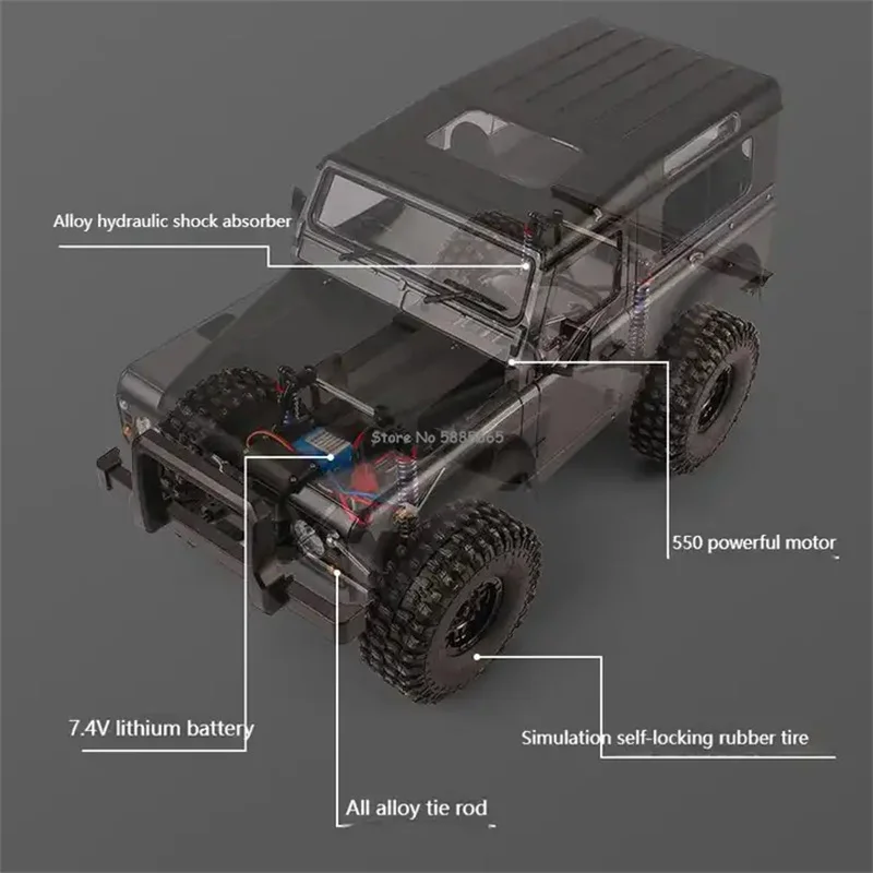 1:10 4륜구동 고속 오프로드 등반 리모컨 트럭 2.4Ghz 충격 흡수 제어 가능 LED 조명 합금 RC 자동차 모델