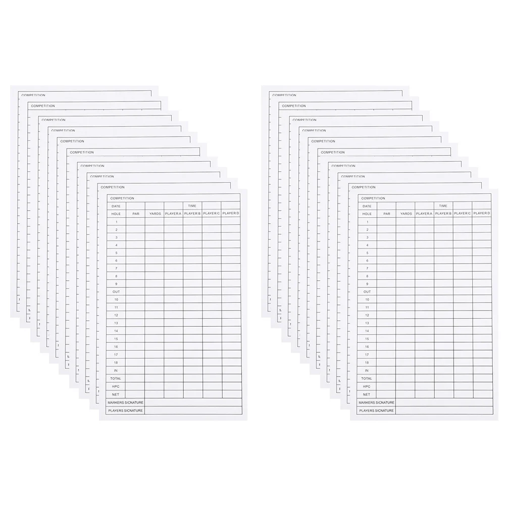 

20 Pcs Golf Scorecard Competition Supply Record Tool Ball Golfs Scorecards Use Coated Paper Sports Exam Accessory