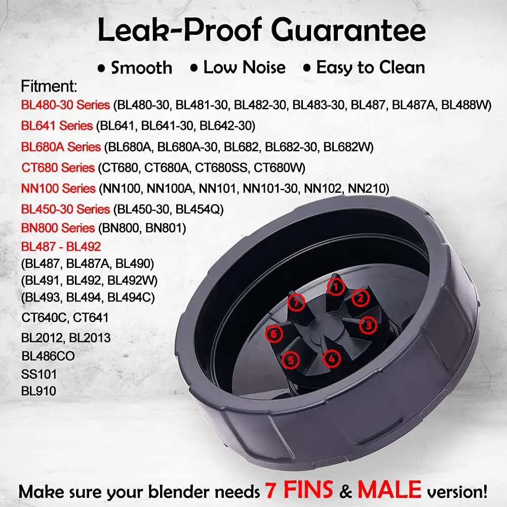 XEDLAMP 7フィン抽出ブレードブレンダー交換部品ワッシャーゴム付き