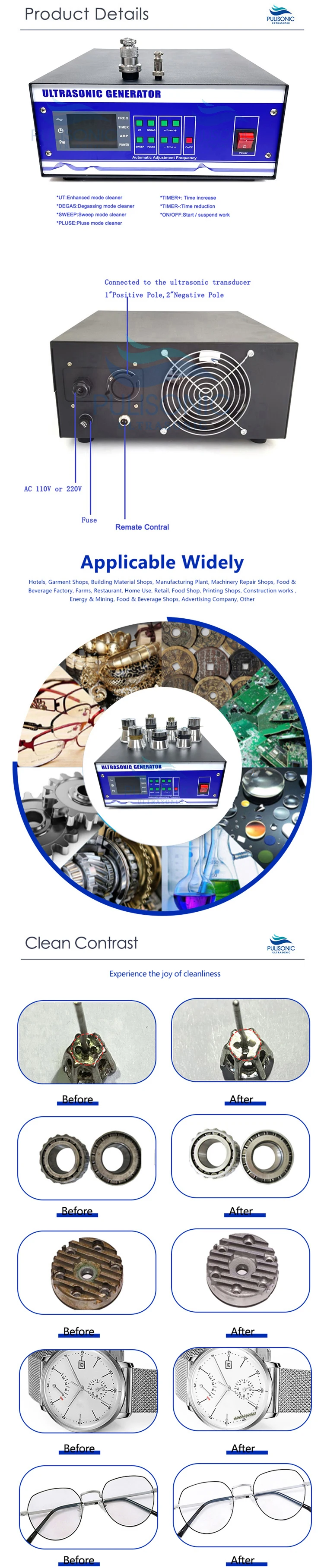 Description Picture 2 of item33KHZ 1200W Underwater Transducer Ultrasonic Generator With Power And Time Adjustable