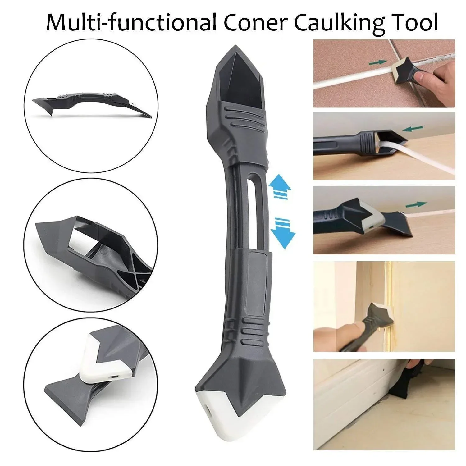 Scraper Tool Kit Silicone Scraper Squeegee Glue Remover Knife Caulking Angle Beauty Crack Trowel Grout 3in1 Multifunctional Home