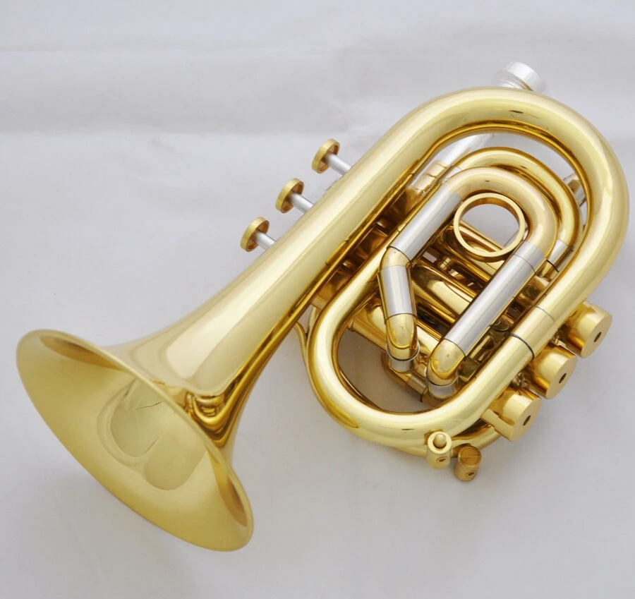 Professionale C Key Pocket Tromba Gold Lacq Cornet Horn Monel Valve New Case