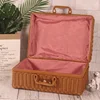 Retro Rattan Storage Suitcase Handmade Wicker Picnic Basket Travel Camping Food Container Straw Women Tote Luggage Organizer 2
