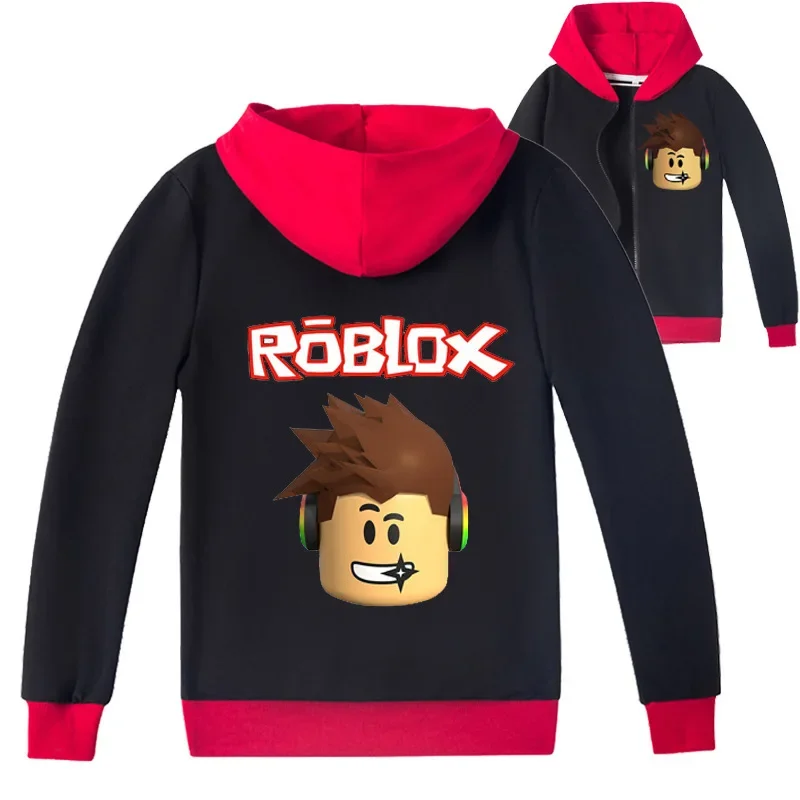 

Детская одежда ROBLOX с мультяшным принтом, повседневная куртка на молнии для детей среднего и старшего возраста, детская одежда, толстовка