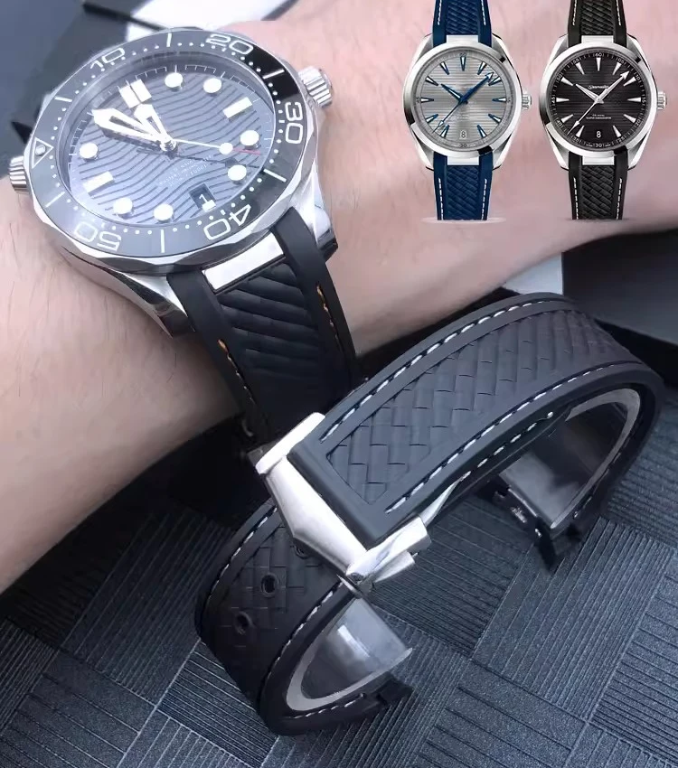 

Резиновый ремешок для часов, подходит для Omega SEA Speed MASTER аксессуары для часов Ремешок, Силиконовый водонепроницаемый резиновый браслет 20 мм