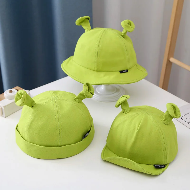 Cartoon Baby Baseball Cap Green Funny Kids Bucket Hat With Ears Spring Summer Toddler Boys Girls Fisherman Hats Beanie baseball cap baby hat kids bucket hat kids sun hat