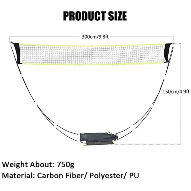 Portable Folding Badminton Net Stand Easy Setup Adjustable Mobile Outdoor Sports Net for Garden/Backyard Fun