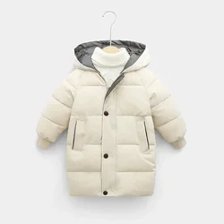 Cozy Children's Winter Down Parka - Warm Cotton-Padded Long Jacket - 8-9T (Beige)