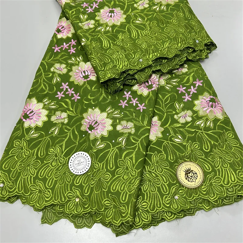 

5 yard Swiss lace fabric latest heavy beaded Embroidery African 100% cotton fabrics Swiss voile lace popular Dubai style 4L09094