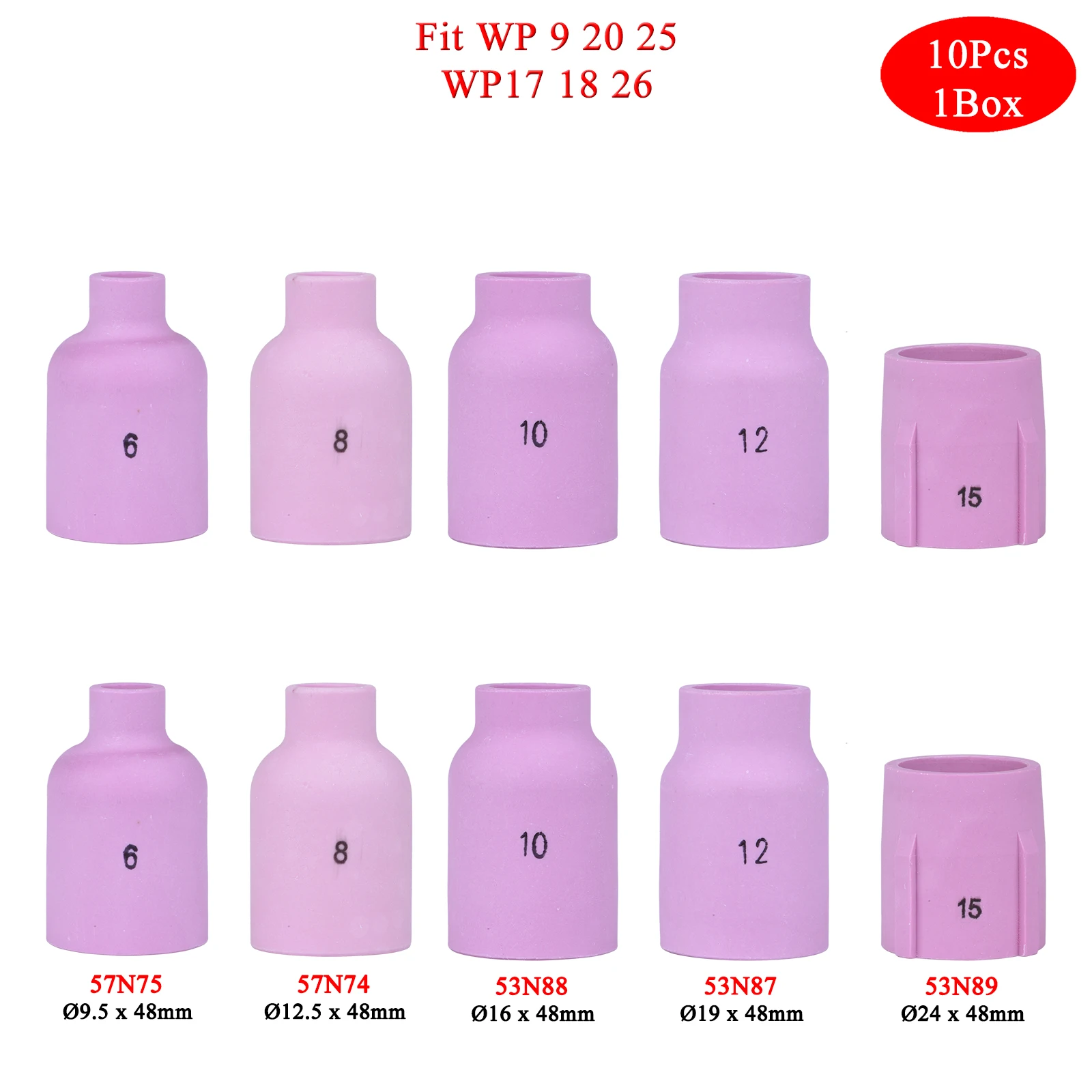 10Pcs Per Box 48/34mm 57N74 57N75 53N87 53N88 53N89 Alumina