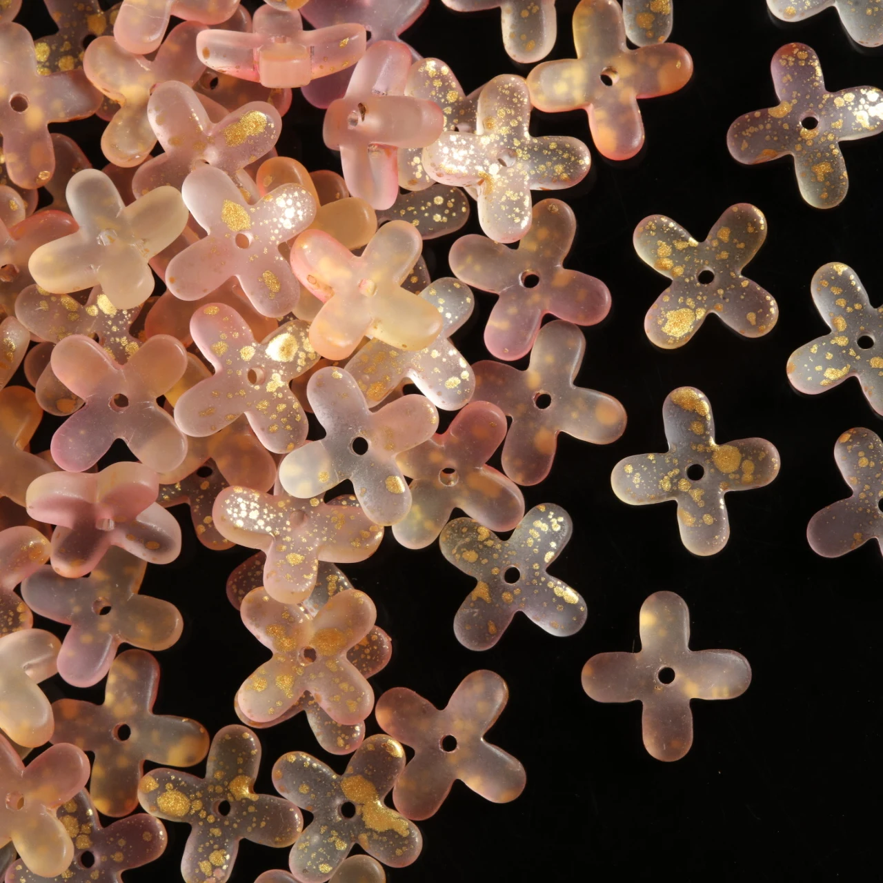 Vibrant Osmanthus Flower Glass Frosted Beads