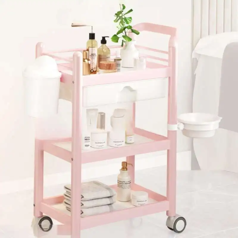 Hotel Tattoo Storage Salon Trolley Tea Rolling Commercial Salon Trolley Modern Carrello Portaoggetti Furniture RR50ST