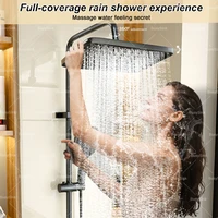 Bathroom Shower Multifunctional Pressurization Rain Faucets System Sets Digital Display Piano Button Ambient Light Shower Set 5