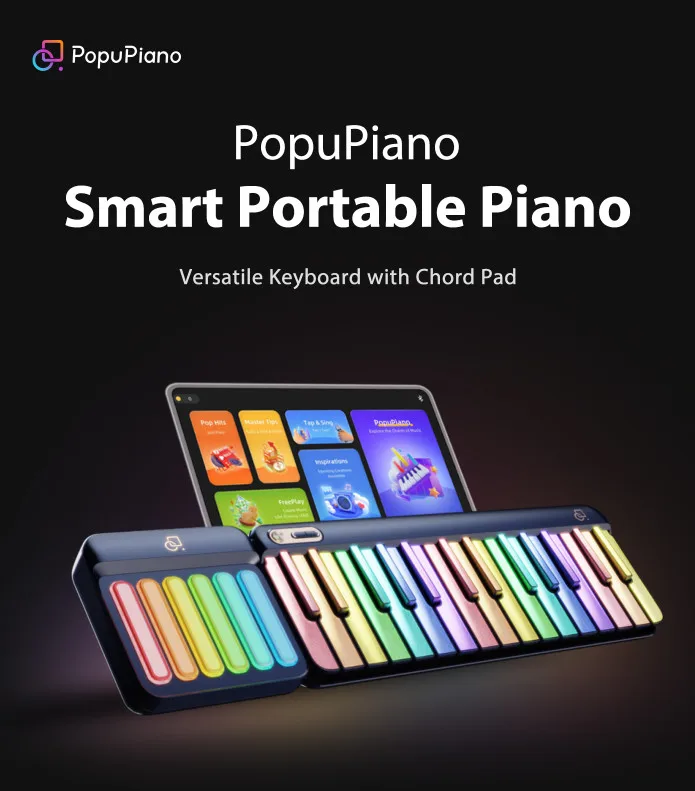 Poupiano-Bluetooth付き29キースマートポータブルピアノ,多機能コード付き7ボックス,ポッパールバッグゲーム