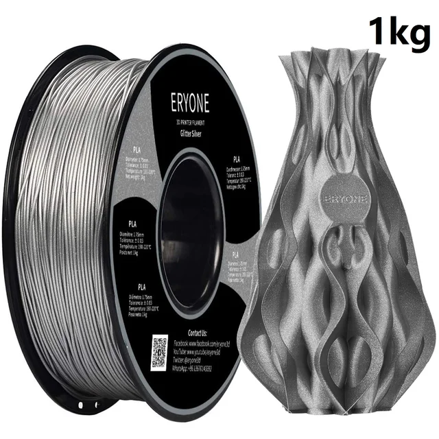 ERYONE Clearance Promotion TPU PLA PLA+ Silk Rainbow Ultra Silk 3D Printing Filament 1KG/0.5KG For FDM 3D Printer Fast Shipping Glitter Silver