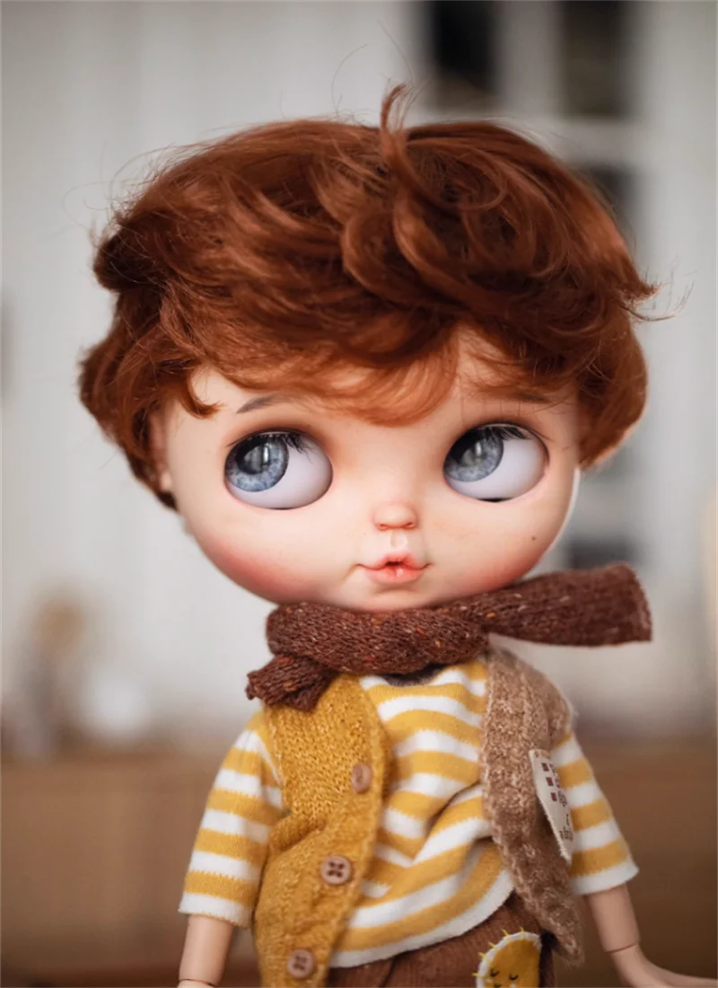 Blythes Doll wig is suitable for 1/6 size fashion new angel curls short hair for male imitation mohair wig light pink brown etc