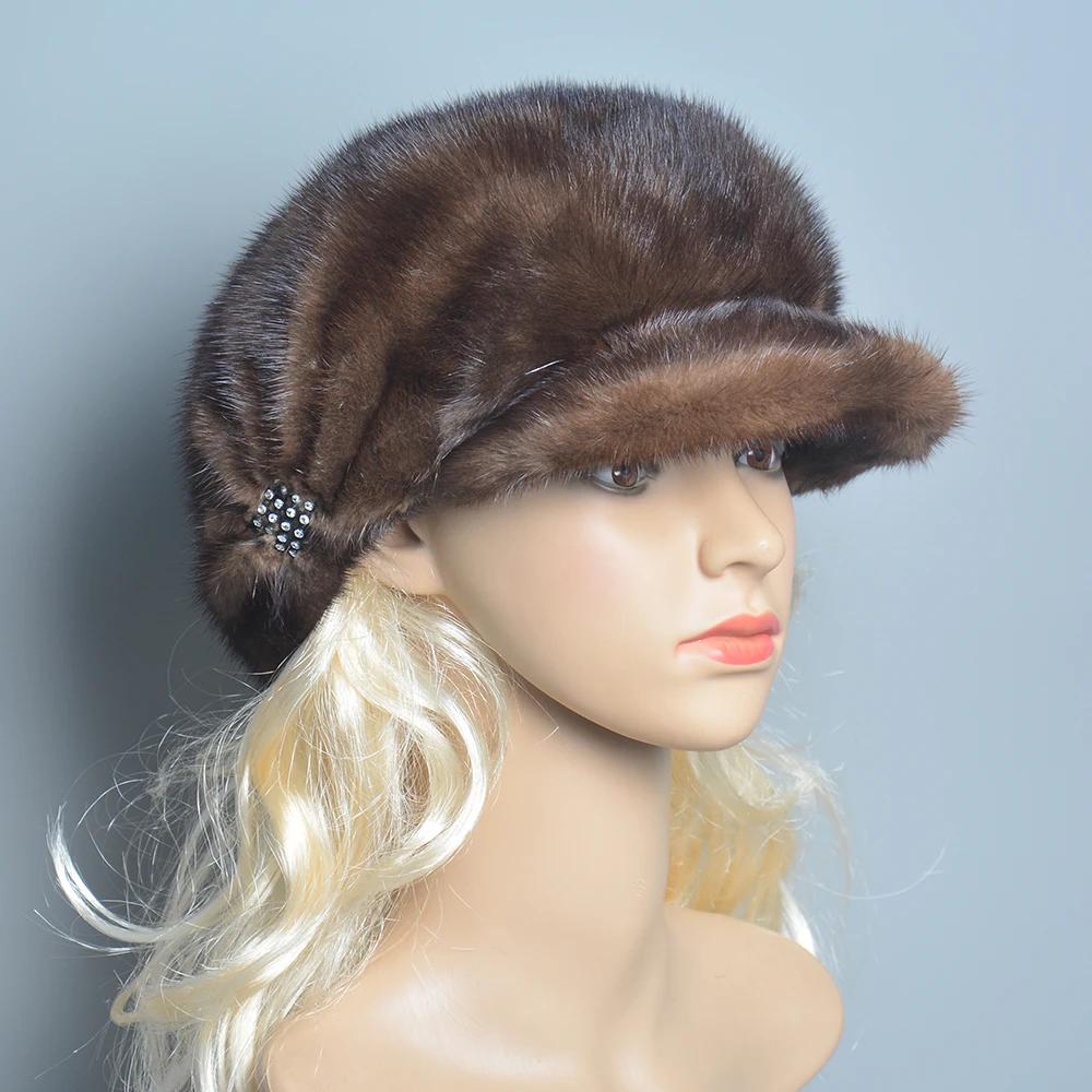 Real Mink Fur Hats For Women Warm Russian Winter Hat Luxurious Natural Fashionable Brand Floral Visors Novelty 5