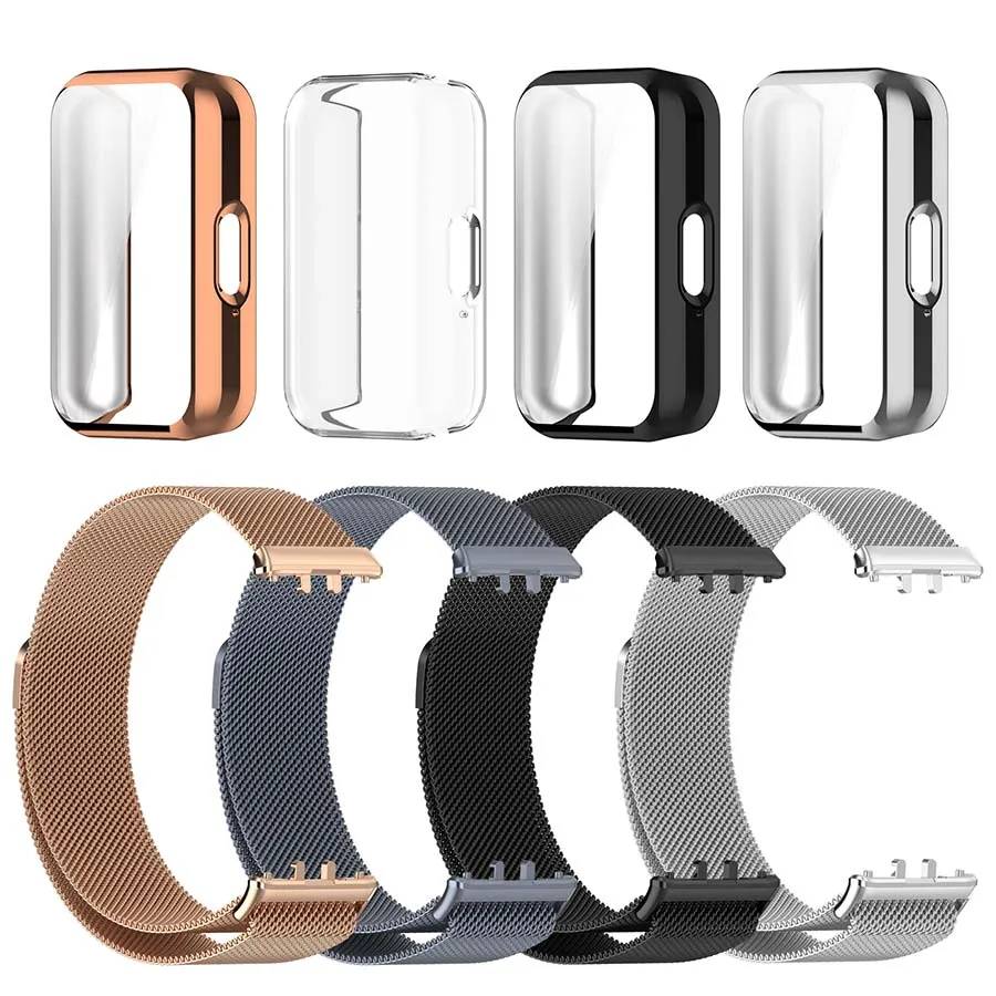 

Металлический магнитный ремешок для Samsung Galaxy Fit 3, ремешок для часов, ТПУ чехол, Защита экрана для Samsung Fit 3, Браслет-аксессуар