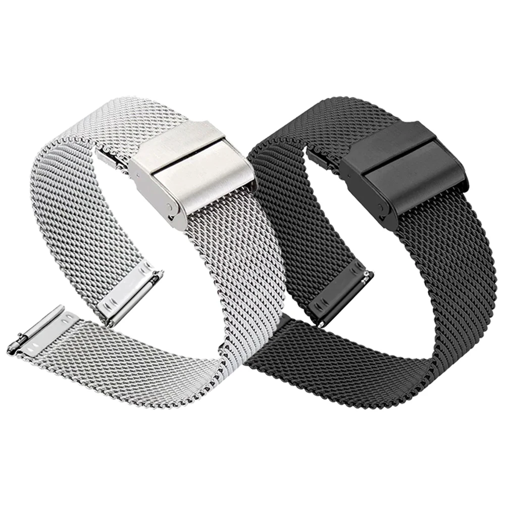 Sleek Stainless Steel Metal Watchband - 20mm/22mm Adjustable Bracelet Strap