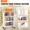 Book Cart, 330 lbs Library Cart, 31.1" x 15.2" x 49.2" Rolling Book Cart, Single Sided L-Shaped Flat Shelves with 4-Inch Lockabl 2