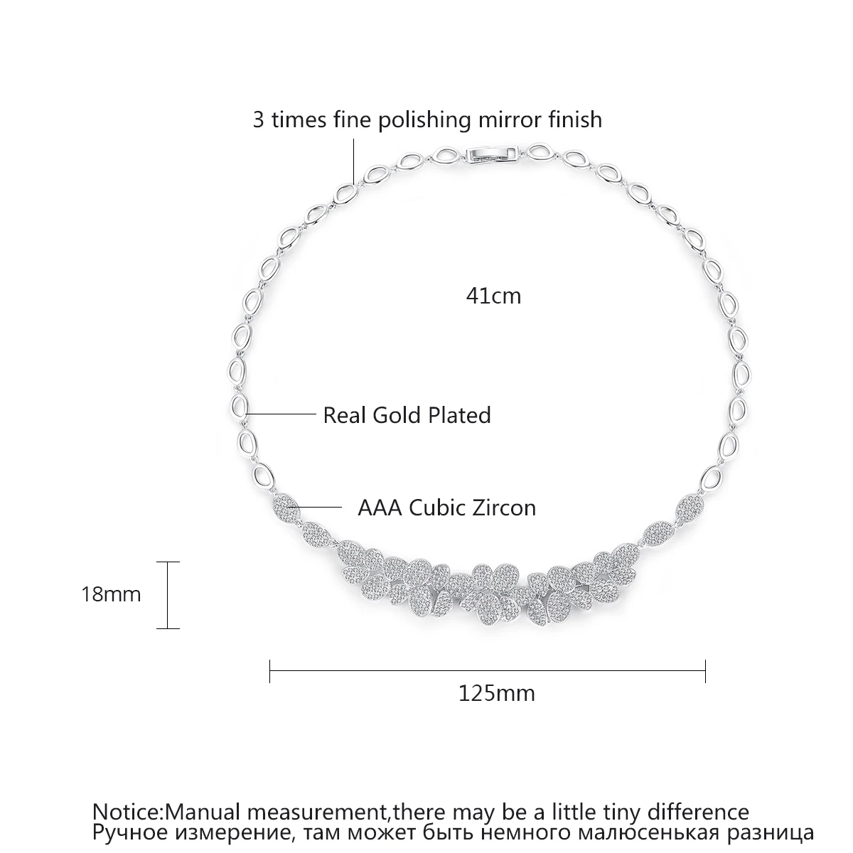 LUOTEEMI Cubic Zirconia Bridal Choker Necklace Shinning Small CZ Paved Multiple Leaves Luxury Flower Wedding Anniversary Jewelry